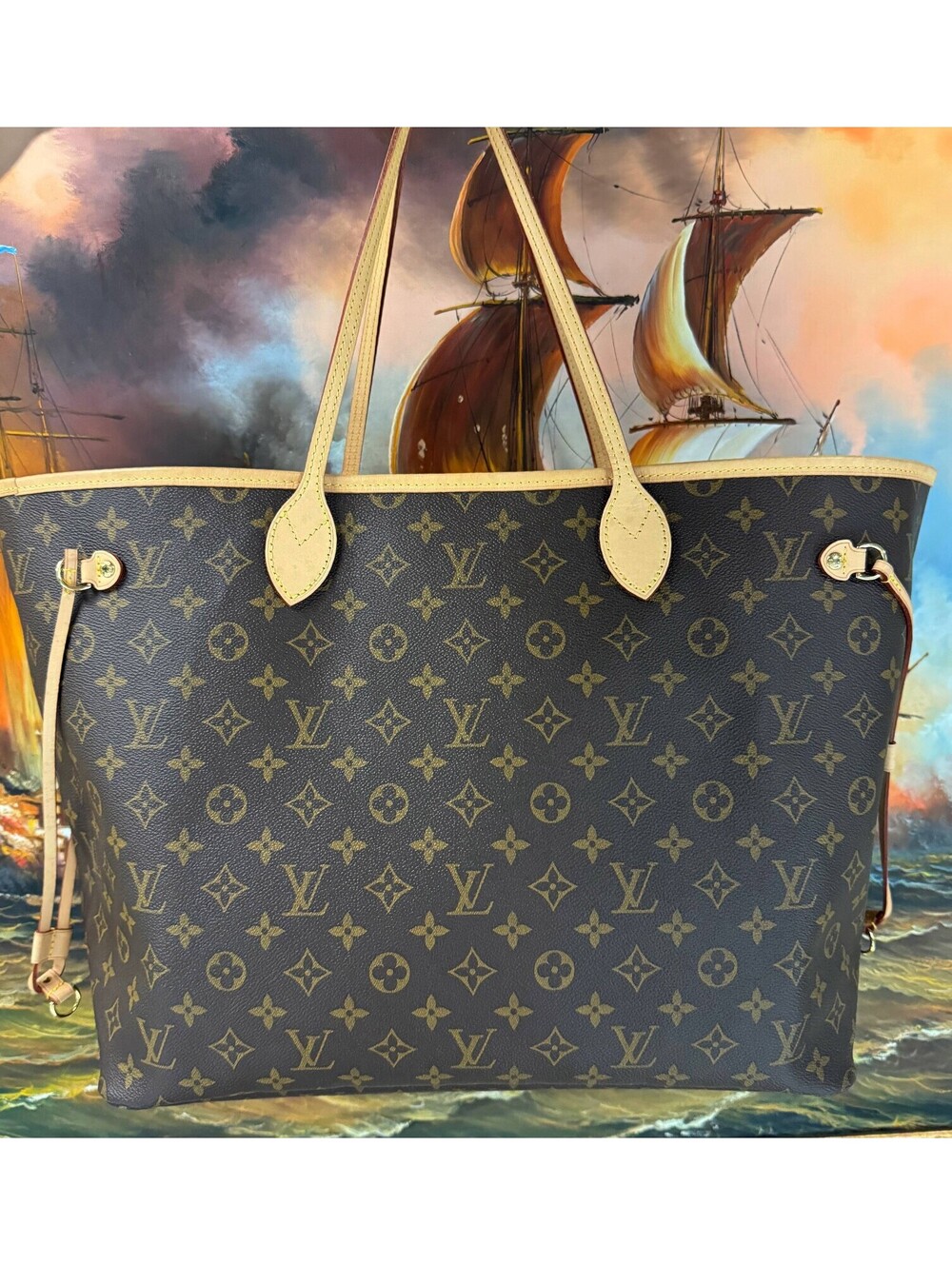 Louis Vuitton LV Tote Bag Neverfull MM Brown Monogram